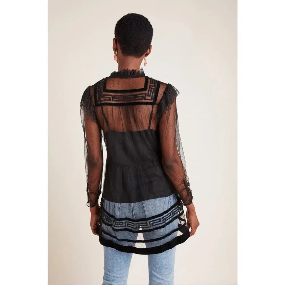 Anthropologie Holly Flocked Tunic Top Size XL Rare - Picture 4 of 15